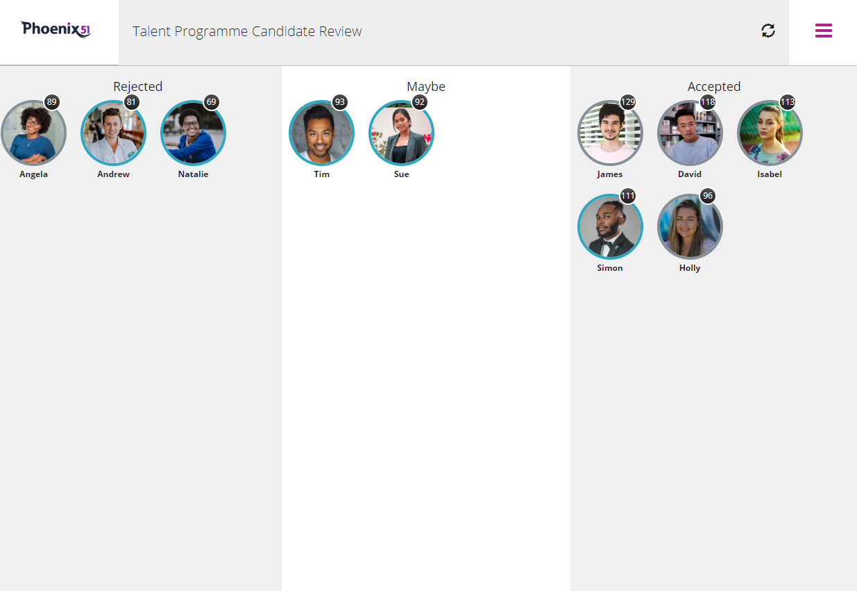 Applicant list screenshot